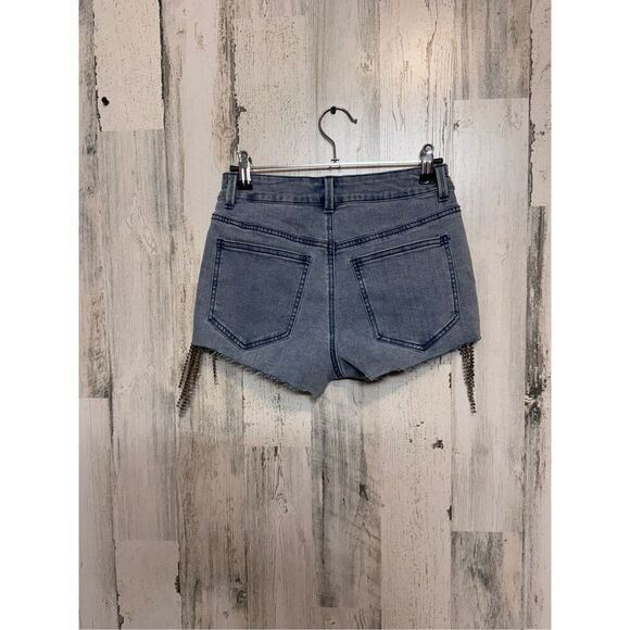 Forever 21 Rhinestone Fringe High-Rise Denim Shorts Size 26 - Picture 6 of 10